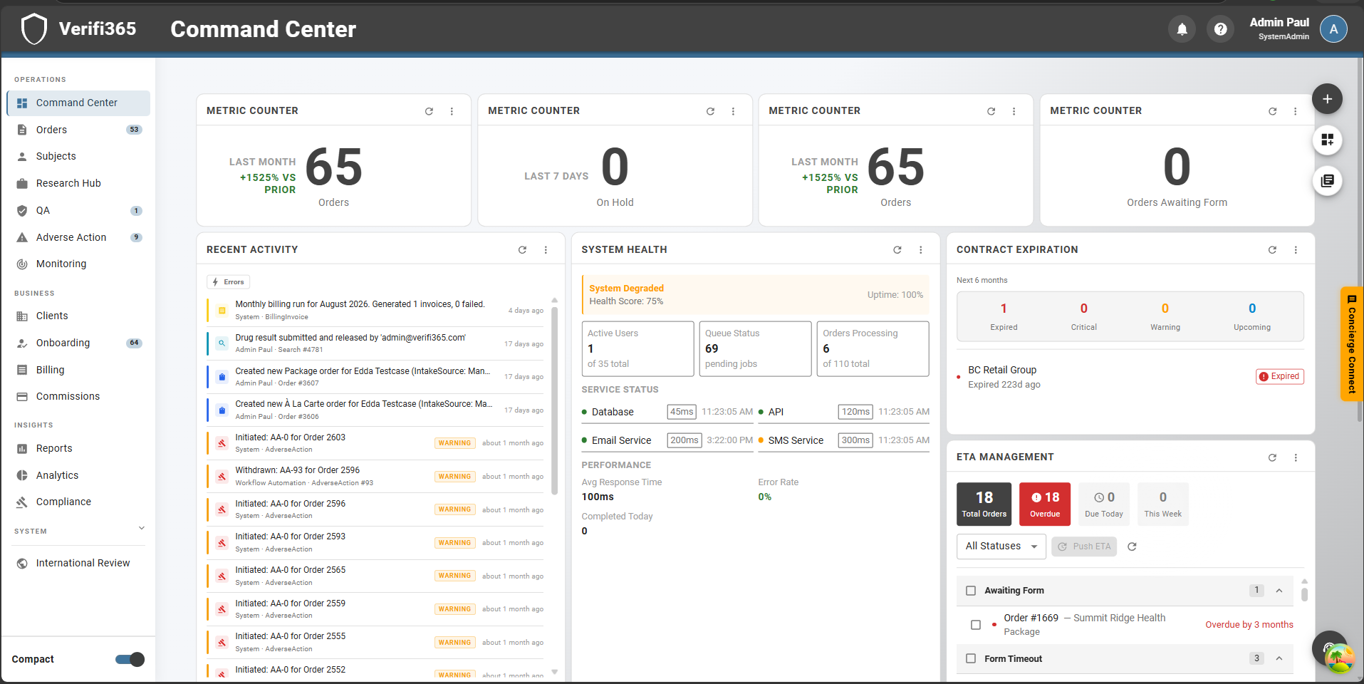 Verifi365 command center demonstration